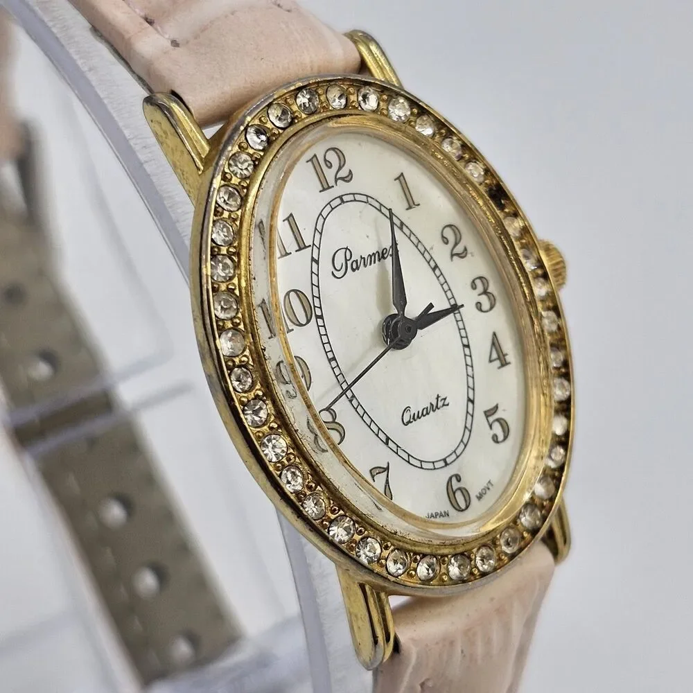 VTG Parmex Women's Watch 24MM MOP Dial New Pink Leather‎ Bands New Battery